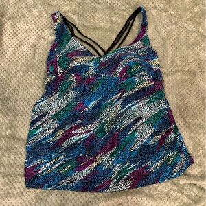 Ava & Viv Multicolor Zebra-Print Tank Top in Teal, Purple & Black 24W